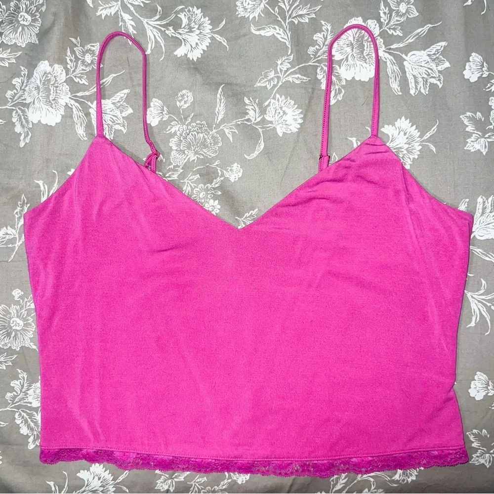 Victoria's Secret Fuchsia Modal Lace Back Cropped Cami Top, Size L